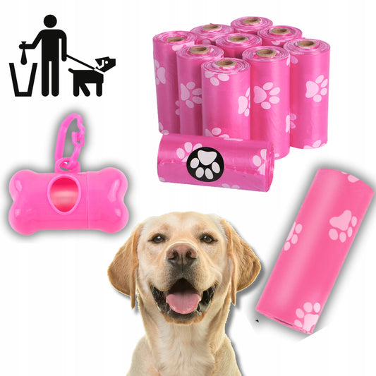 Worki na psie odchody 150szt + etui - różowe