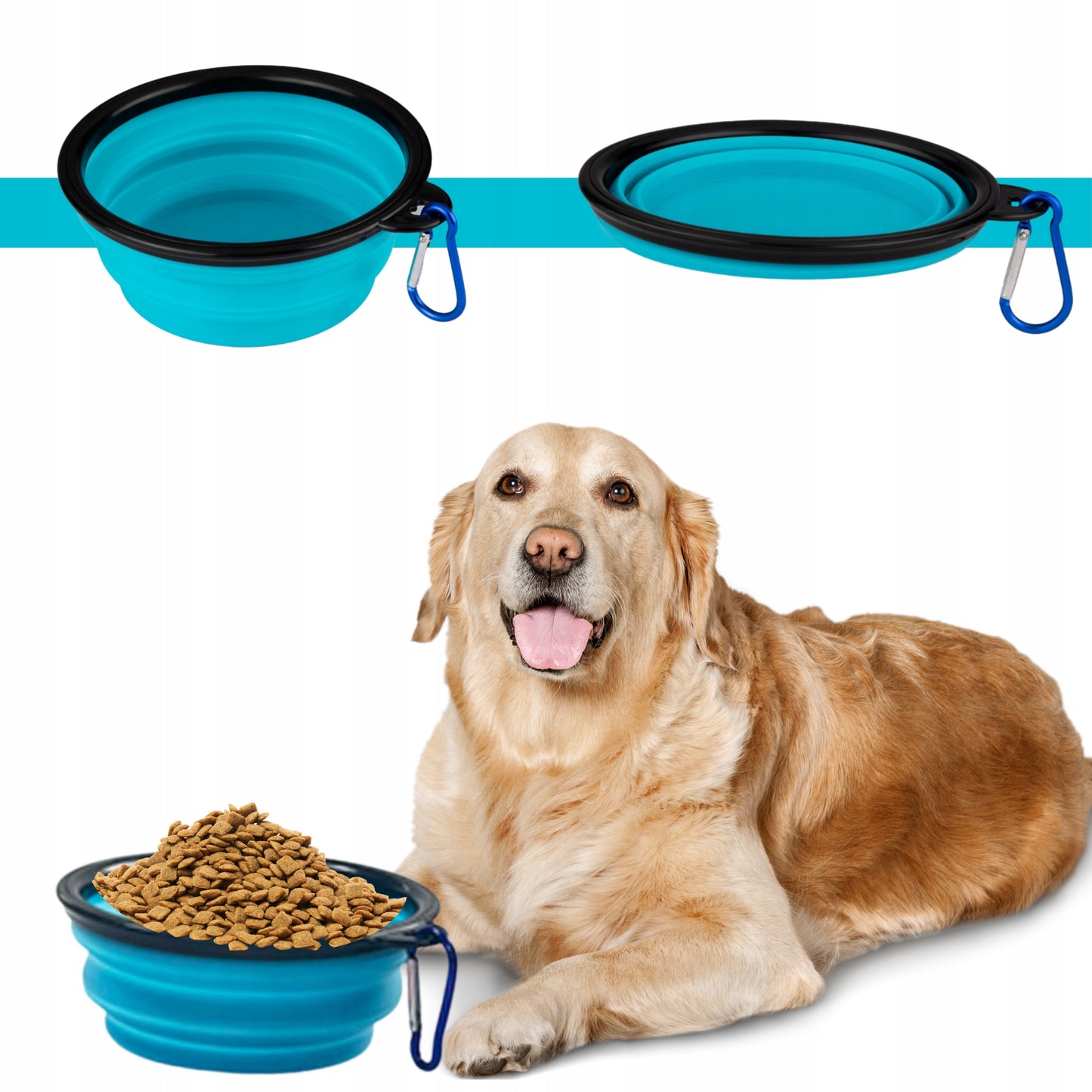 Miseczka turystyczna 0,35l dla psa, kota - błękitna